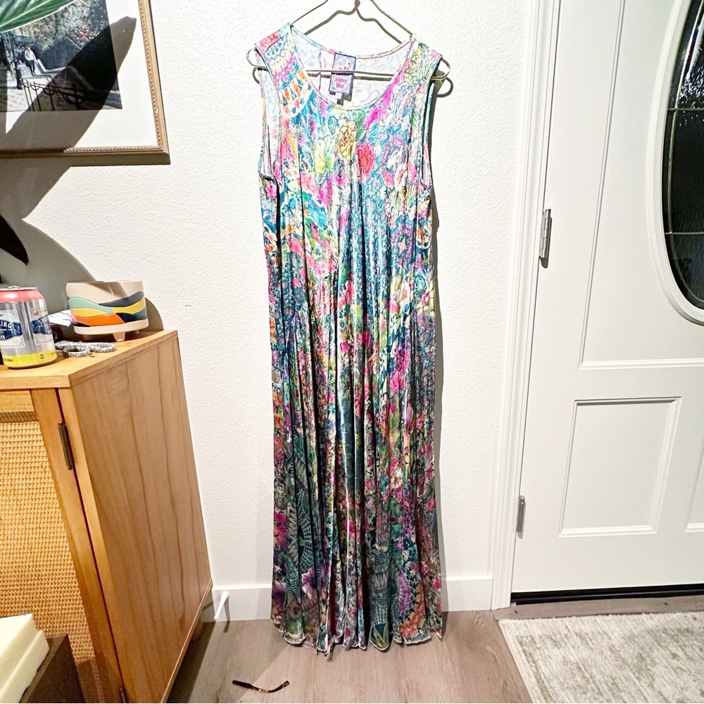 Johnny Was Green Floral Patchwork Maxi Dress - Picture 8 of 8